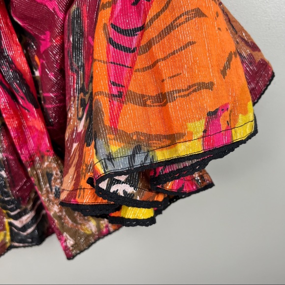 Soft Surroundings Petite Kamala Boho Maxi Skirt Colorful Abstract Print Metallic - Picture 8 of 10